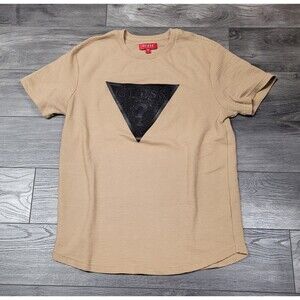 Women's Guess Los Angeles Black Logo T-shirt Tan Size L